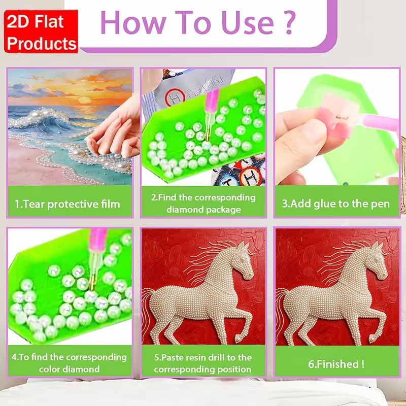 Elegant White Pearl Horse Pearl Painting 5D DIY Pearl Gemstone Art Diamond Painting Kit for Adults/Beginners Gift Ideas Home Decor