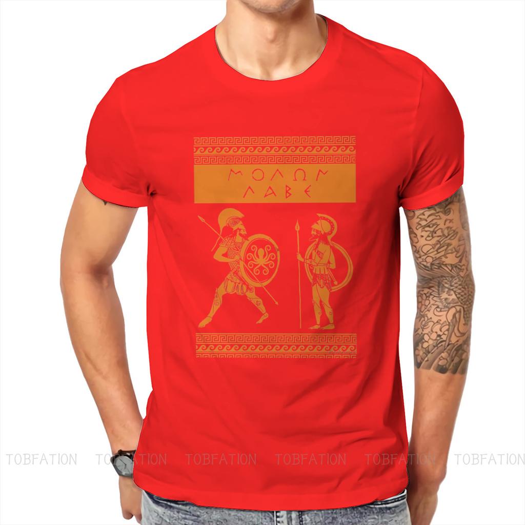 Ancient Greeks Spartan Molon Labe TShirt Men Gothic Oversized Punk Crewneck Cotton T Shirt 2020