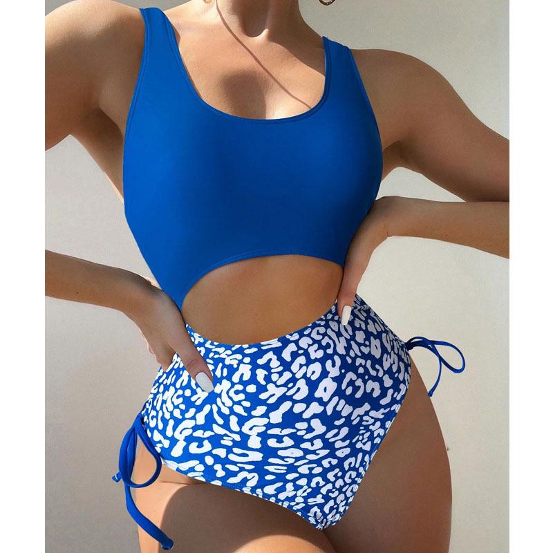 

2025 Европейский и американский леопардовый купальник с U-образным вырезом и шнуровкой Medium