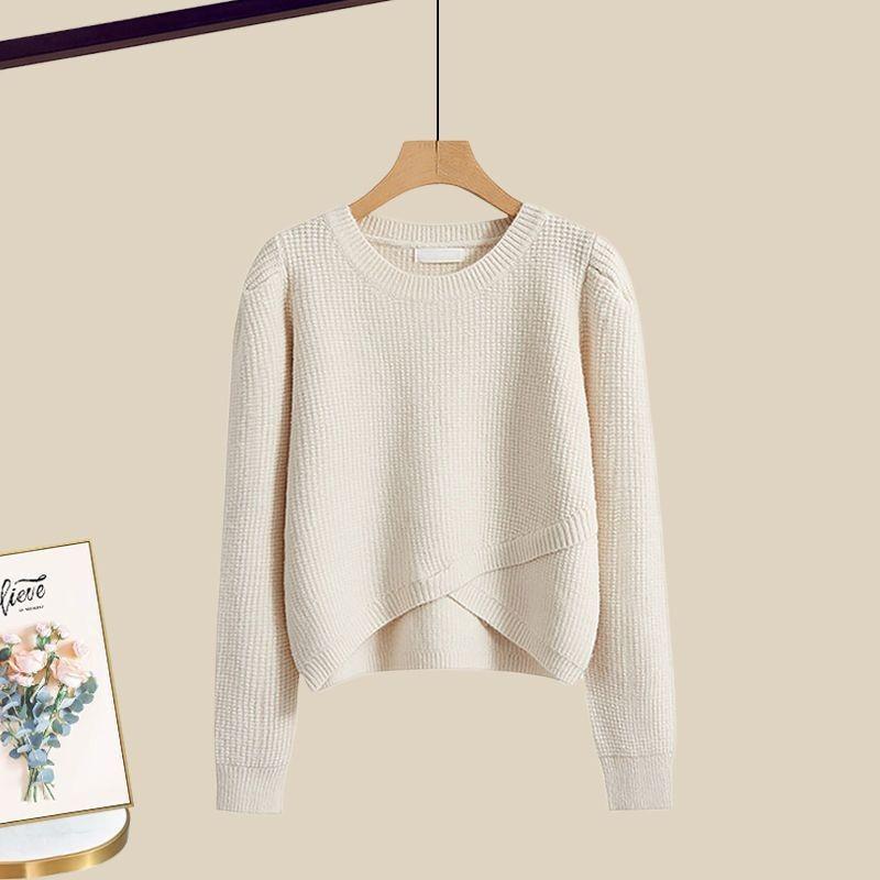 Spring suit women's 2 new large size wear temperament knitted sweater skirt Maillard wear a complete set