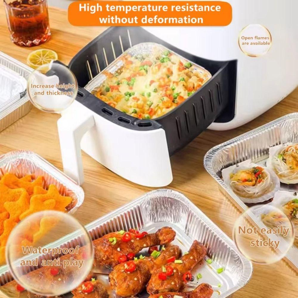 30Pcs Square Aluminum Foil Baking Trays 6/7/8/9inch Aluminum Foil Bowl Air Fryer Pans  Meal Prep