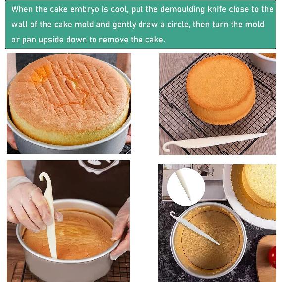 4 Pack Cake Stripping Knife Scraper Cookie Demoulding Knives Release Cakes from Metal Pans Plastic Butter Cream Scrapers for DIY Baking Bakeware