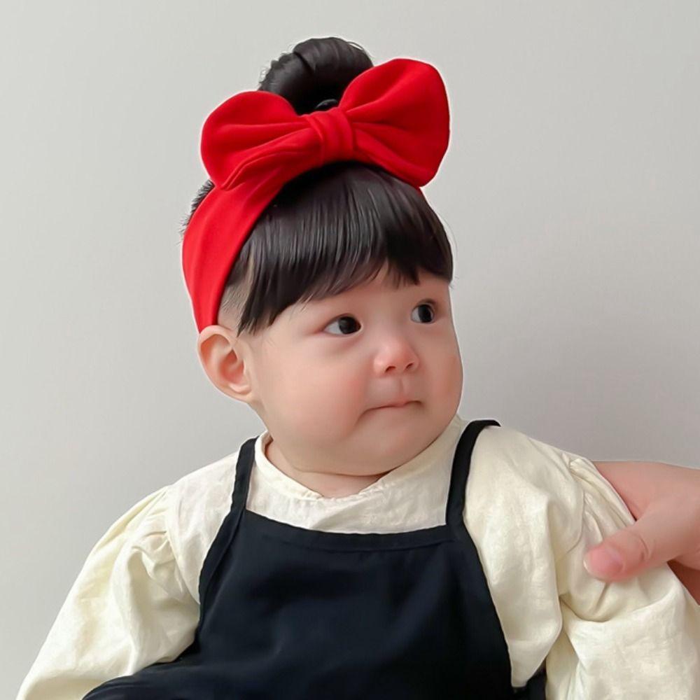 Cotton Newborn Wig Headband Bowknot Infant Hairpiece Hair Accessories Baby Hair Bands Wig Toddler