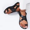 Fashion New Style Fashion Women's Cross Strap Toe Loop Flat Slippers Solid Color Open Toe Non Slip Slides Shoes Outdoor Casual Sandals