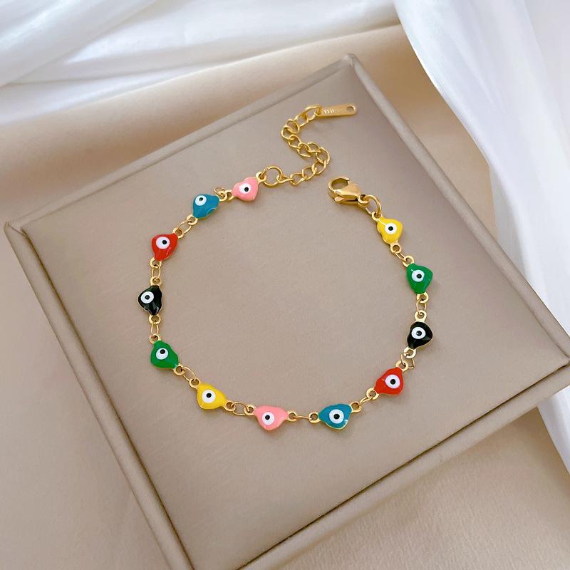 Dongmen Personalized Minimalist Style Colored Eye Chain Bracelet Female Retro Girlfriend