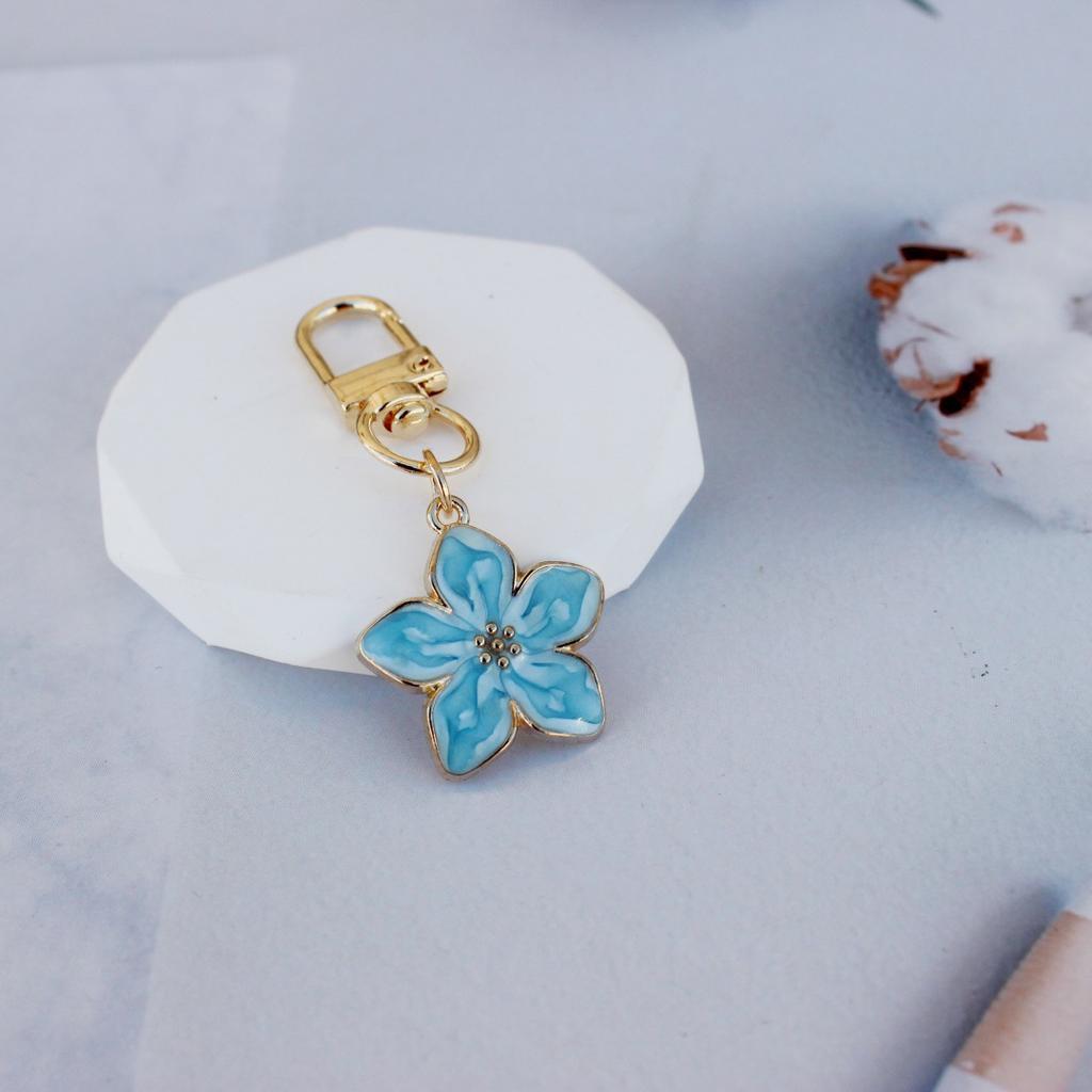 New Lovely Sakura Flower Keychain Pearl Charm Enamel Jewelry Decor Women Bag Charms Key Ring Car Keychain Decor Accessories