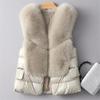 Mantel Herbst Kurze Daunenjacke Damen Iimitation Fuchsfell Weste Weiblich Winterbekleidung Weste Übermantel Weste Ärmelloser Mantel