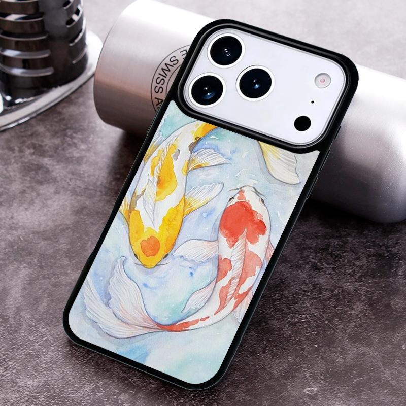 Ying Yang Koi Fish Phone Case For iPhone 17,16e,15,14,13,12,11,Mini,Pro,MAX soft Silicone Cover