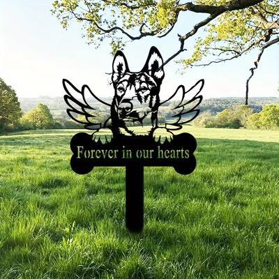 1pc Iron Art Dog Grave Marker Elegant Memorial Stake Heartfelt Christmas Gift for Pet Loss Memorial Plaques & Grave Decoration