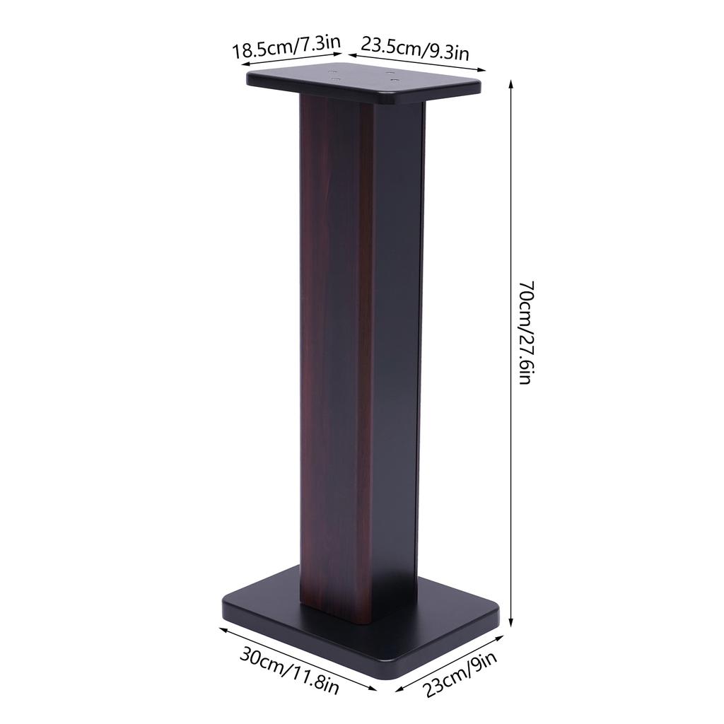 2Pcs 28" Bookshelf Speaker Stands, 15kg Heavy Duty MDF Base, Hollow Sand-Fillable Columns with Cable Clips, Black Walnut