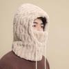 Solid Color Winter Pullover Cap Polyester Compact Cap Scarf Warmer Wrap Head Hat  Women