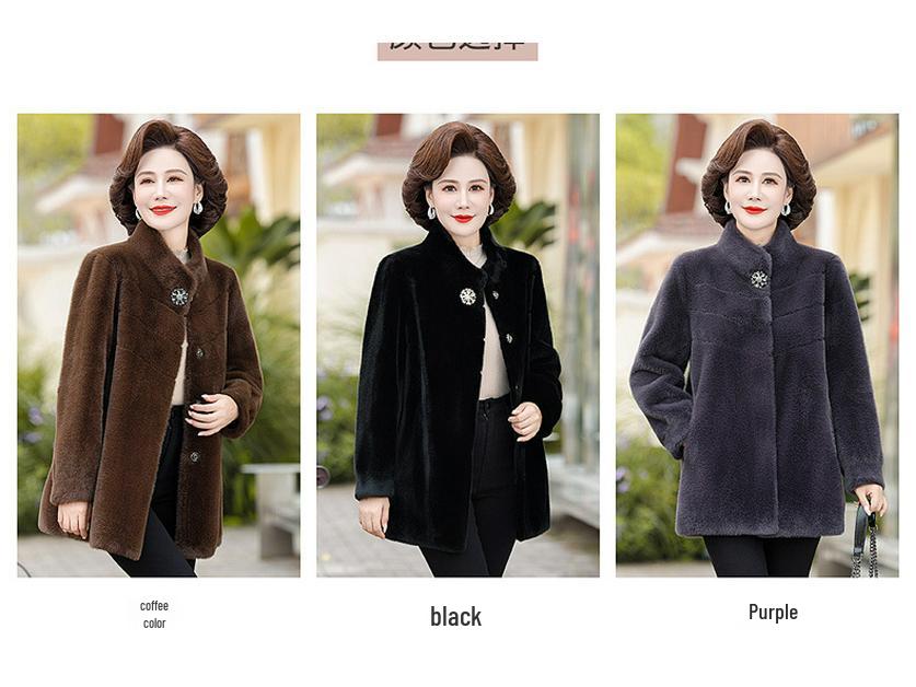Mom's Eco-Friendly Winter Velvet Faux Mink Coat - Modern Short Style for Middle-Aged and Elderly Women 2026