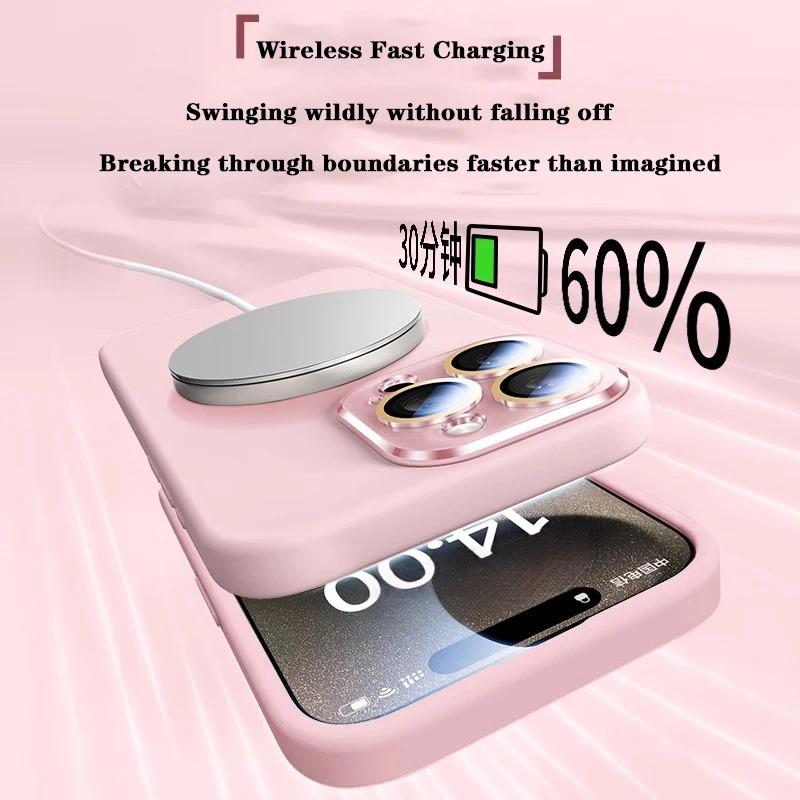 Luxury For Magsafe Liquid Silicone Magnetic Phone Case For iPhone 17Pro 16 15 Pro Max 14 13 12 Lens Protective Candy Color Cover