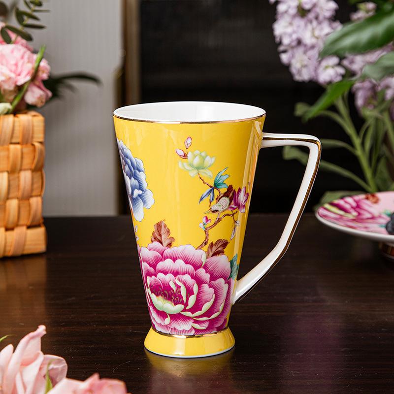 

Продвинутая костяная чашка для воды большой емкости, чашка для цветочного чая, чашка для чая, креативная бытовая керамическая офисная чашка 500ml