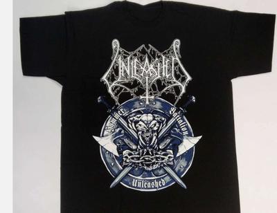 Unleashed Band Logo Klassisches Baumwoll-T-Shirt mit kurzen Ärmeln, Schwarz, Alle Größen