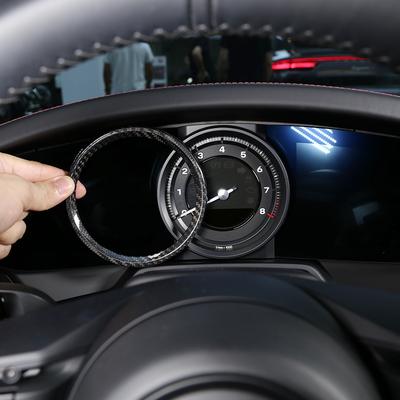 Pro Porsche 911 (992) -2023 Real Carbon Fiber Meter Display Screen Kryt Palubní deska Kroužek Rám tachometru Auto