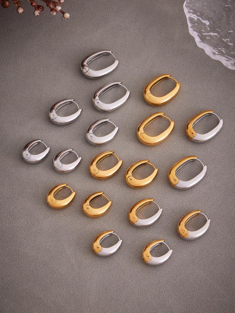 Oumeka Zweifarbige 18k Vergoldete U-förmige Edelstahl-Ohrringe