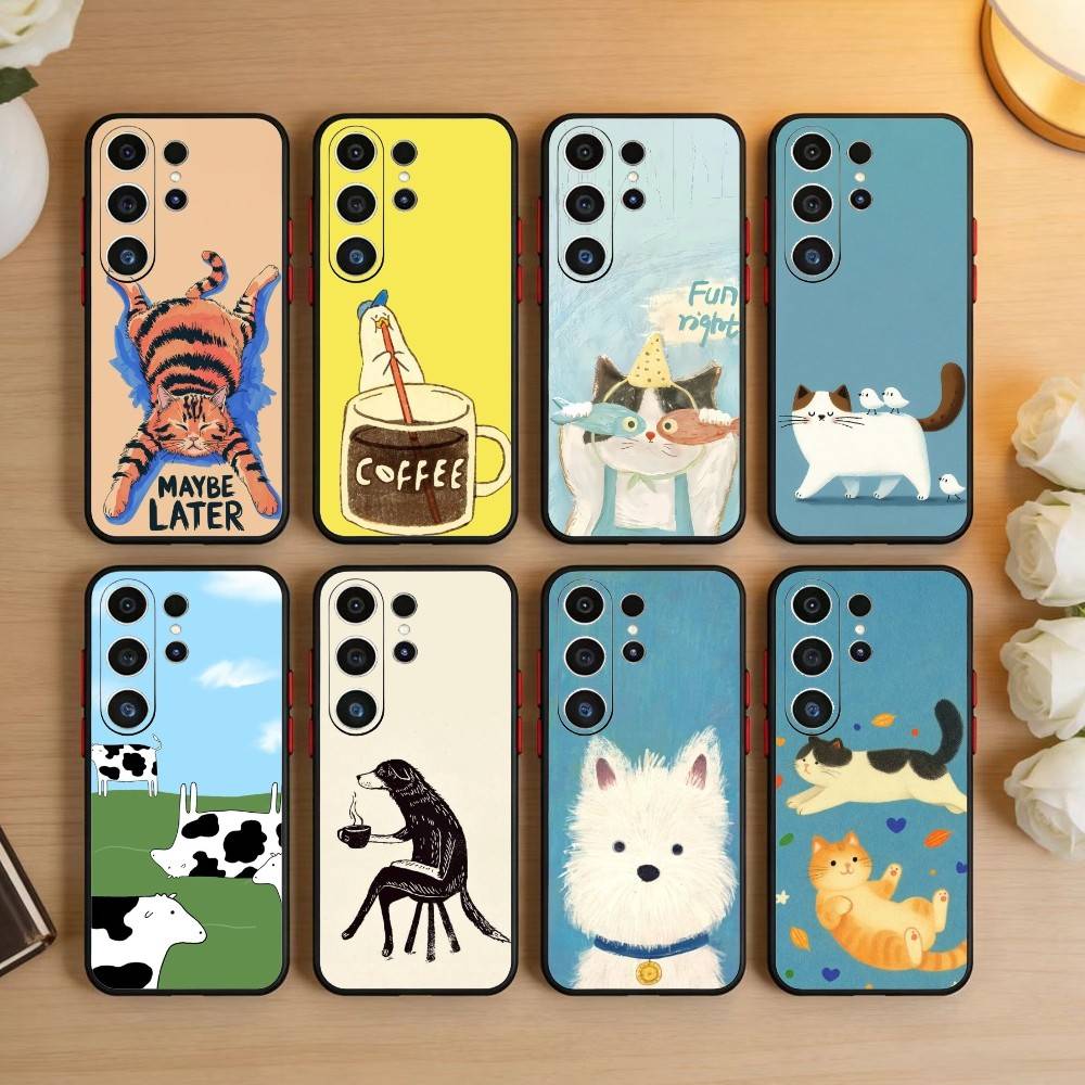 Funny animals Phone Case For Samsung S26,S25,S24,S23,S22,S21,S20,Ultra,Plus,FE Black Soft Cover