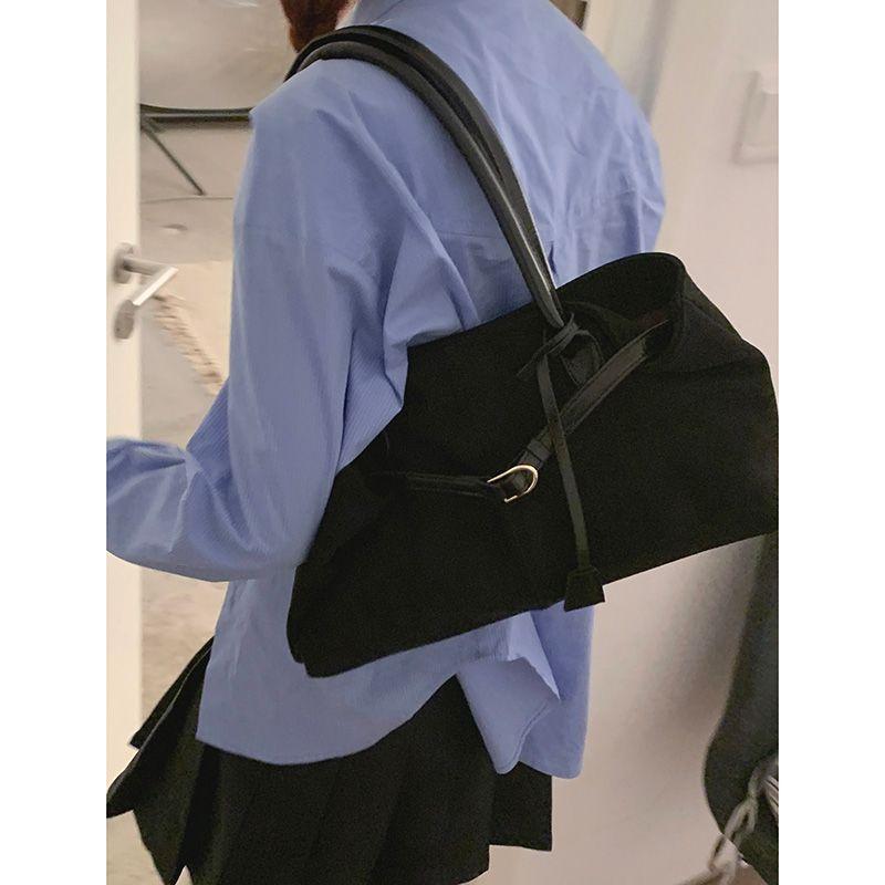 

Осенняя замшевая сумка подмышку женская 2024 Новое поступление Тренд Южная Корея Ретро сумка-мессенджер Тоут Большая вместимость Сумка для поездок на работу Black