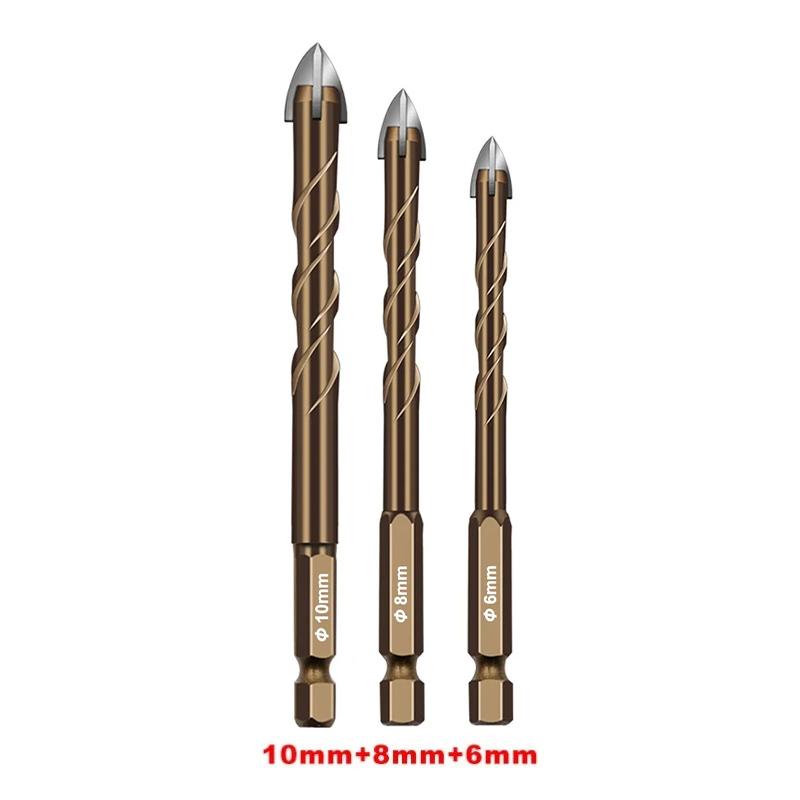 Cross Drill Bit Set Carbide Tip for Glass Ceramic Tiles Concrete Stone Metal Drilling High Hardness