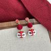 National Style Red Festive Cute Playful Lion Dance Autumn And Winter New Year Atmosphere Temperament Pendant Hairball Earrings