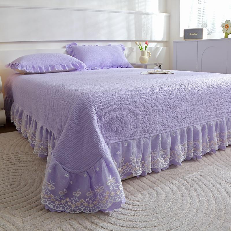 Spitzen Tagesdecke Einfarbig Bettüberwurf Queen Size Bettwäsche Verdicken Spannbettlaken Zuhause Matratzenschoner colchas (Kein Kissenbezug)