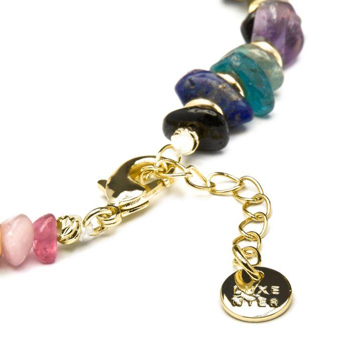 Bracelet - Luxenter - Kasyo - Pierre naturelle multicolore - finition or jaune 18K - 16,5 cm + 3,5 cm d'extension