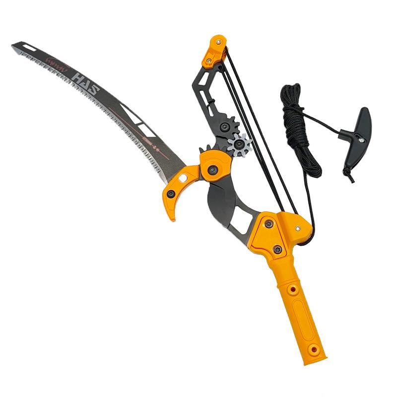 Telescopic Teflon Pruning Shears with Three-Tooth Gear and Aluminum Alloy Pole for High Branches and Fruit Picking.