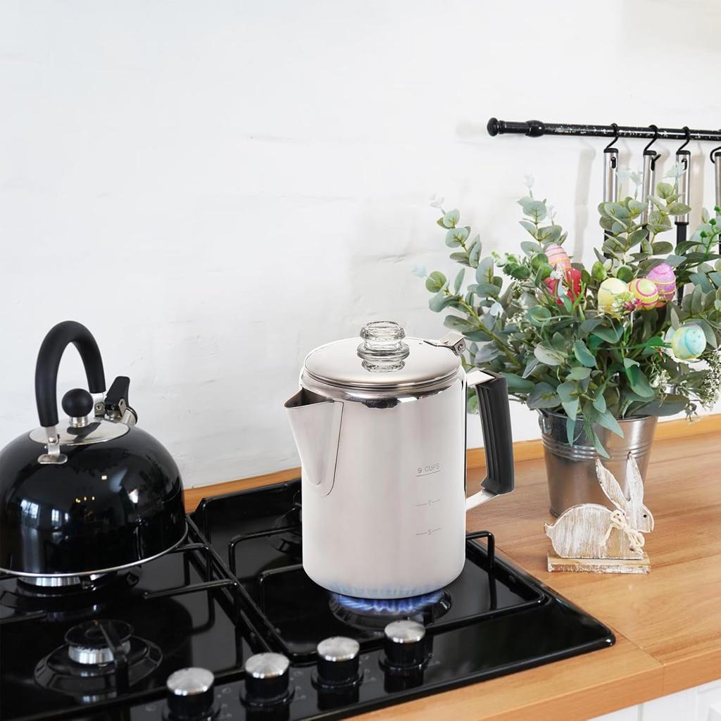 Camping Coffee Pot Stainless Steel, Coffee Pot Outdoors, Durable Stove Top Coffee Maker, Brew Coffee On Fire, Ideal for Group Camping, Hiking,