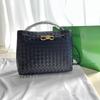 Woven Tote Bag Women Genuine Leather Quilted Shoulder Handbag Large Capacity Fashion