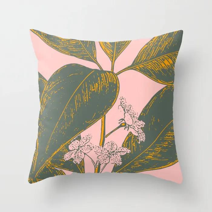 45*45cm Home Decoration Abstract Geometric Sunset Rainbow Pink Pillowcase Bed Living Room Sofa Office Seat Cushion Cover