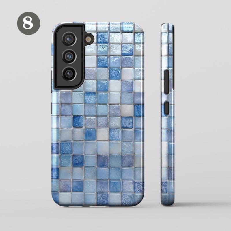 Hybrid Double-layer Phonecase Glass Mosaic Tile Phone Case for Samsung Galaxy S26 S25 Ultra S24 FE S23  Plus 5G Hard Shell