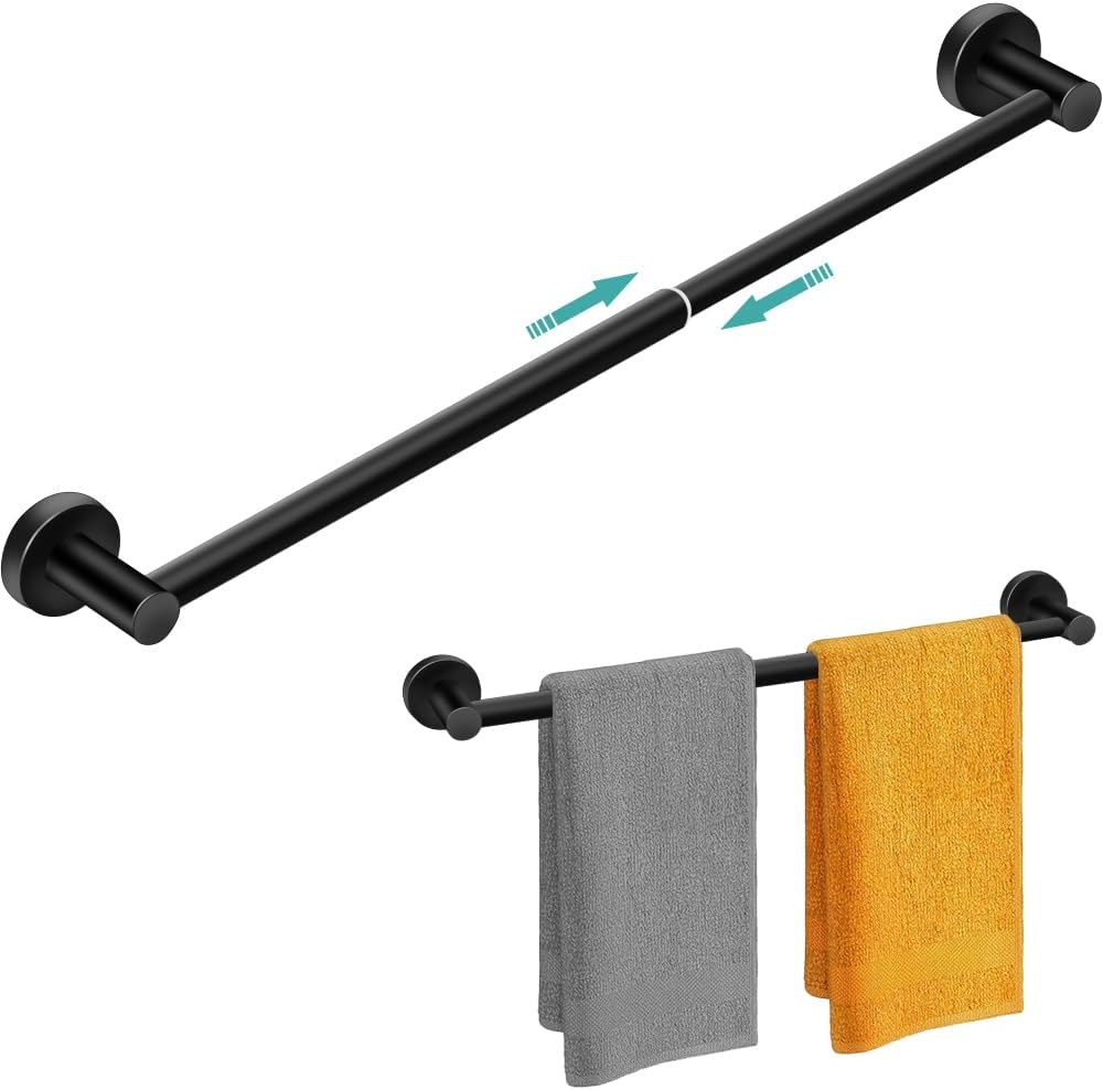 MGahyi Adjustable Stainless Steel Towel Racks for Bathroom 13.18-24In | Rustproof Single Towel Bar Wall Mounted, Sturdy & Space-Saving