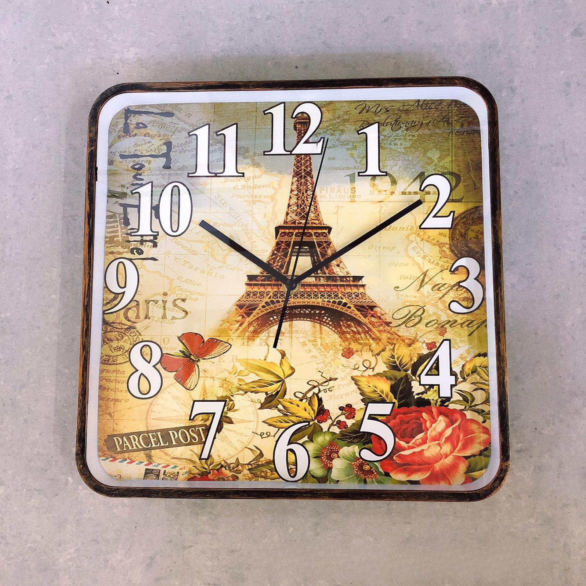 

Квадратные 12-дюймовые простые креативные ретро домашние кварцевые настенные часы, настенные настольные для гостиной и спальни 30 см 12 inches