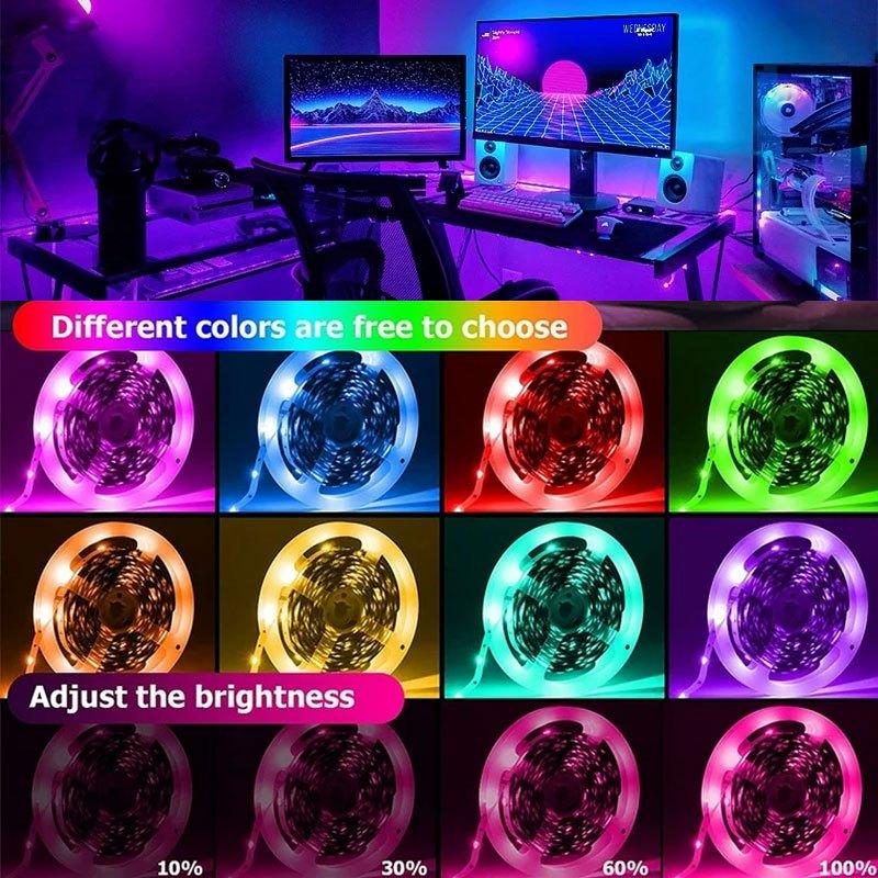 5V USB 5050 SMD RGB LED Strip, Color Changing Tape Light with 44 Keys Remote, Flexible Adhesive Lamp for TV Decor