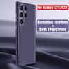 Fashion Luxury Genuine Leather Electroplated Soft TPU Back Cover Case for Samsung Galaxy S23 S22 Ultra Plus