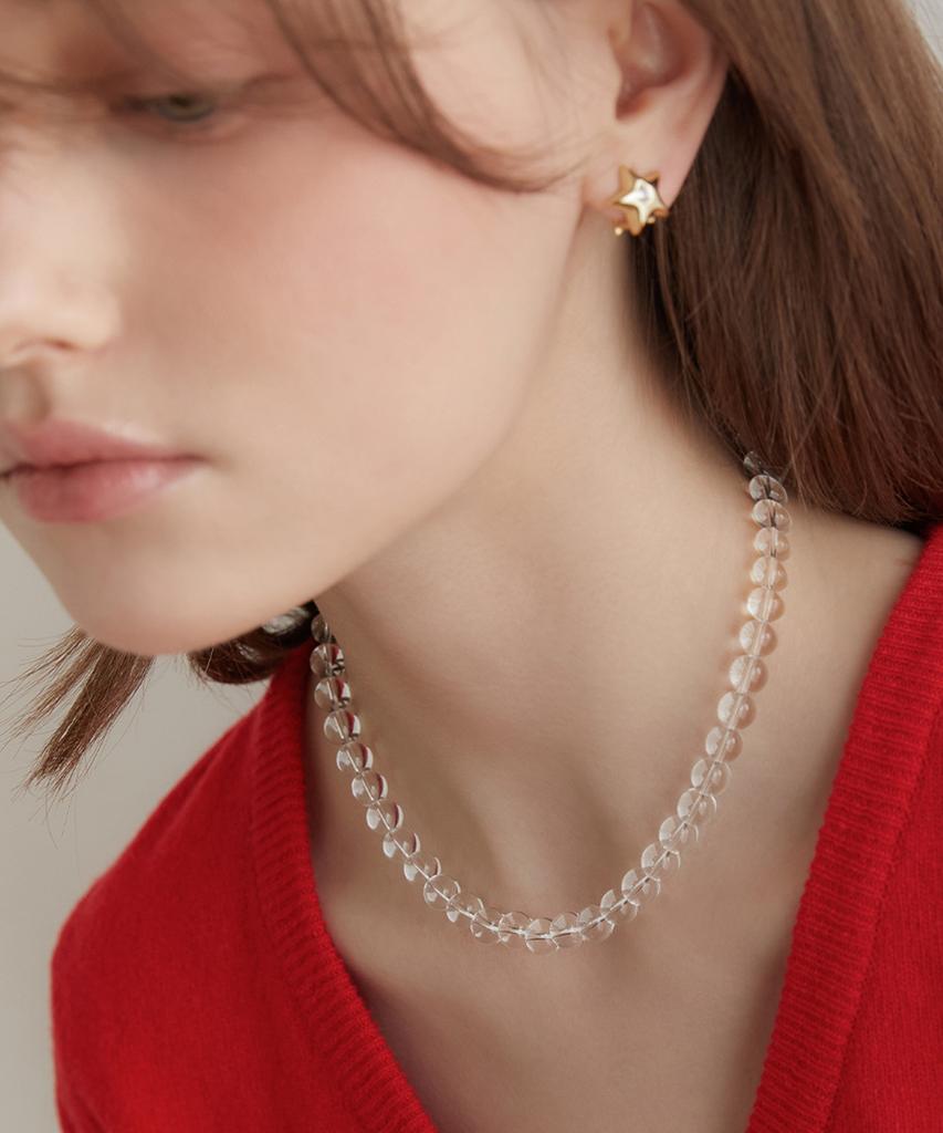 Tatiana (Silver 925) Clear Quartz Candy Ball Necklace Nz2144