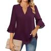 Women's V-Neck Double-Layer Chiffon Top with Flare & Tie-Waist Detailing