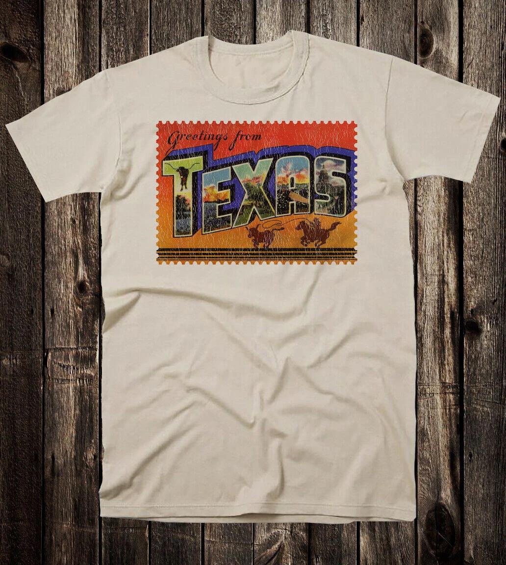 Ретро Футболка для путешествий Приветы из штата Техас Ковбой Западный L