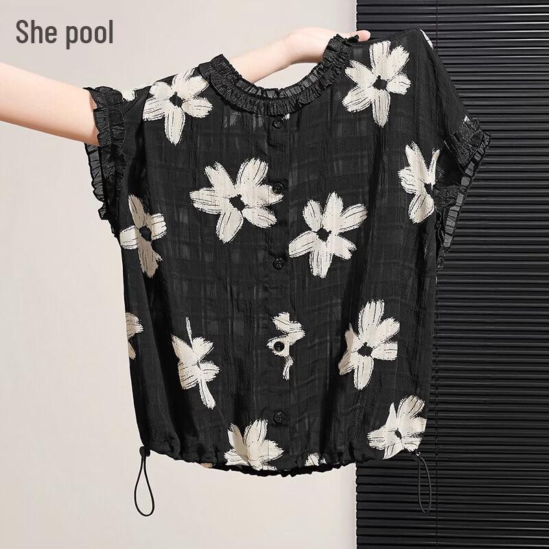 Women s Lightweight Ruffled Floral Sleeveless Blouse XL