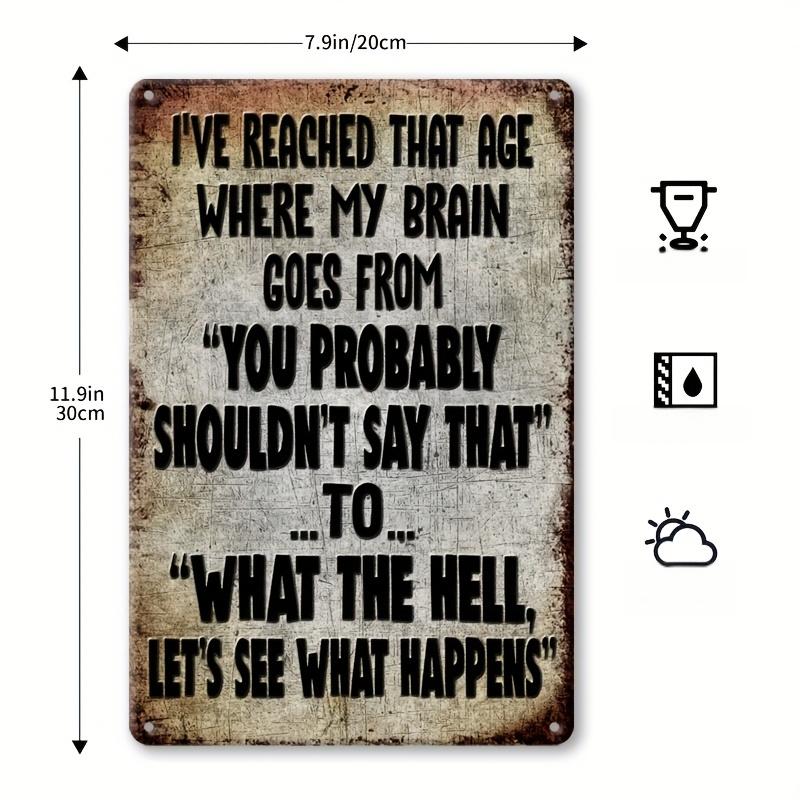 

Sarcastic Metal Vintage Aluminum Signs My Brain Got That Age Funny Posters Outdoor Wall Decor Porch Garage Home C 20x30cm（7.8x11.8inch）