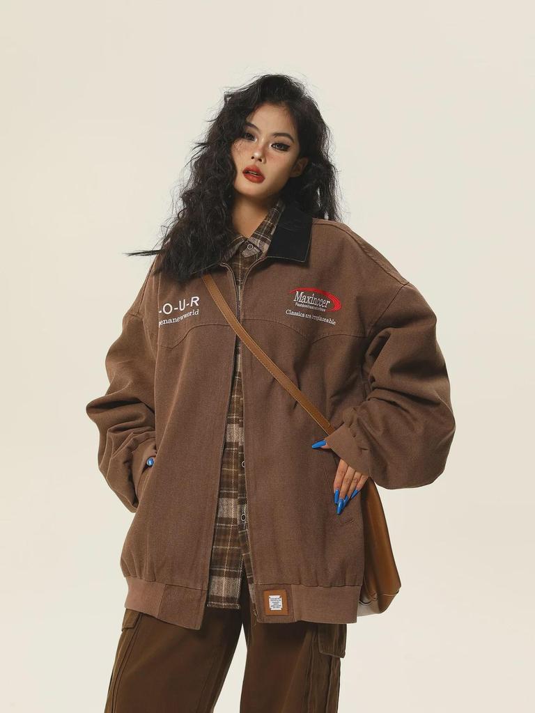 Unisex Vintage-Style Gewaschene Workwear-Jacke - Amerikanischer Retro-Reversmantel für Frühling & Herbst