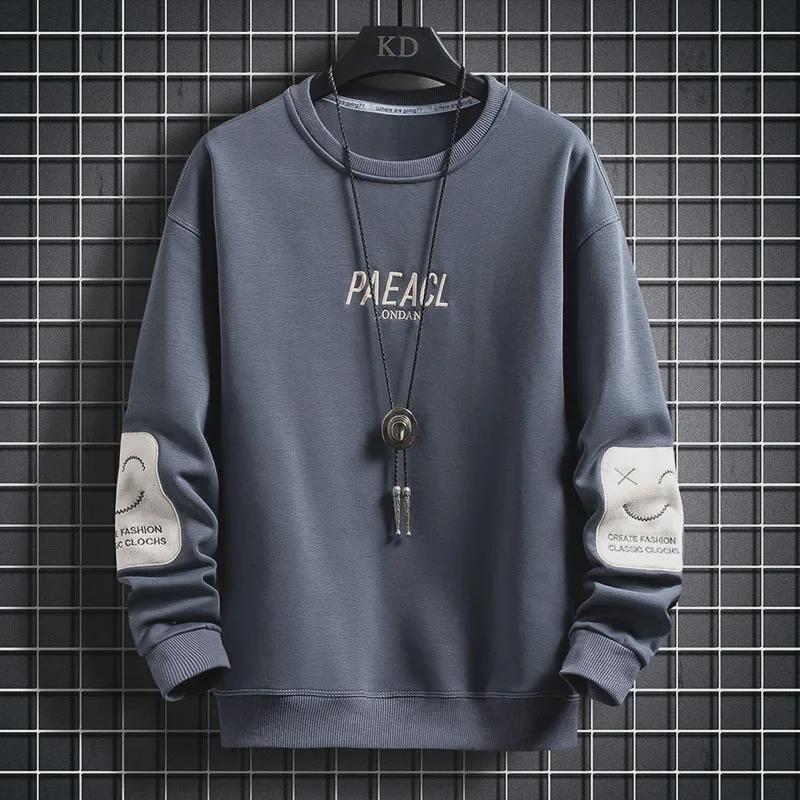 2021 Men's Autumn Embroidered Long Sleeve Round Neck T-Shirt Sweater