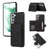 For Samsung Galaxy S21 FE 5G Kickstand Phone Case TPU+PU Leather Shoulder Phone Bag