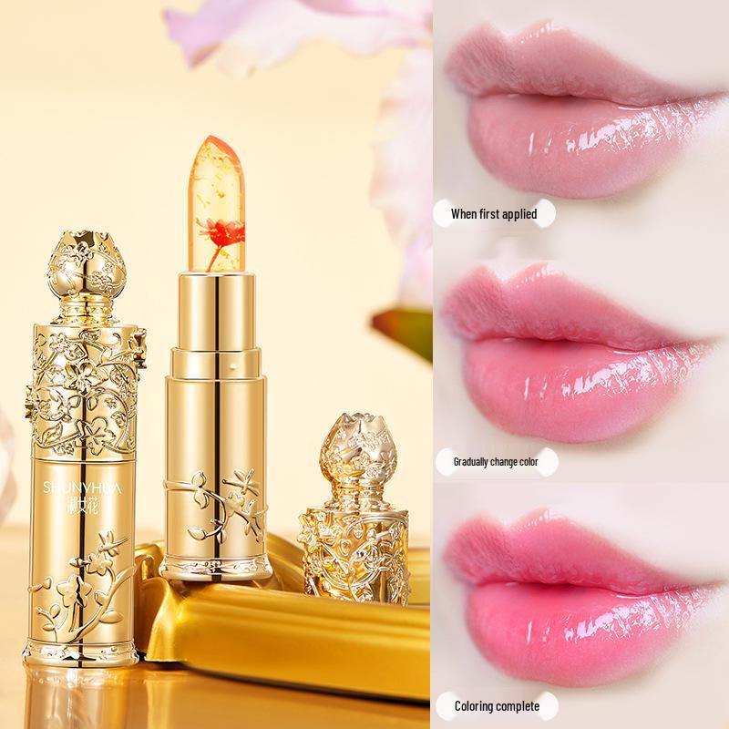 Lady Crystal Bright Color-Changing Lipstick: Moisturizing, Hydrating, Complexion-Enhancing, Long-Lasting, Non-Stick, Gold Foil Formula.