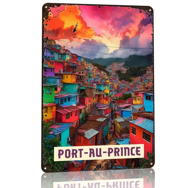 Port Au Prince Poster Retro D Printed Metal Signs Customized Wall Hanging Gift for Mancave Decoration Gaming Bar Accessories