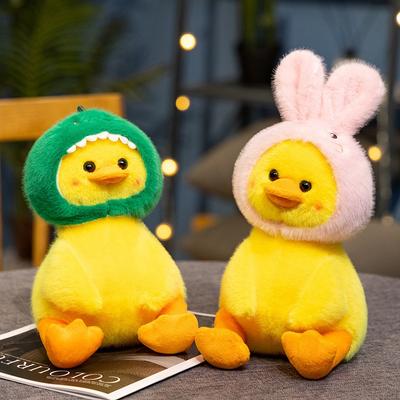 Nova Boneca Fofa de Patinho Amarelo Boneca de Pelúcia Boneca Usando Chapéu Pato Almofada Infantil Boneca Presente