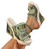 Belt Buckle Wedge Heel Fish Mouth Sandals Women's Denim Platform Slippers Summer Fashion Outer Wear Cool Slippers