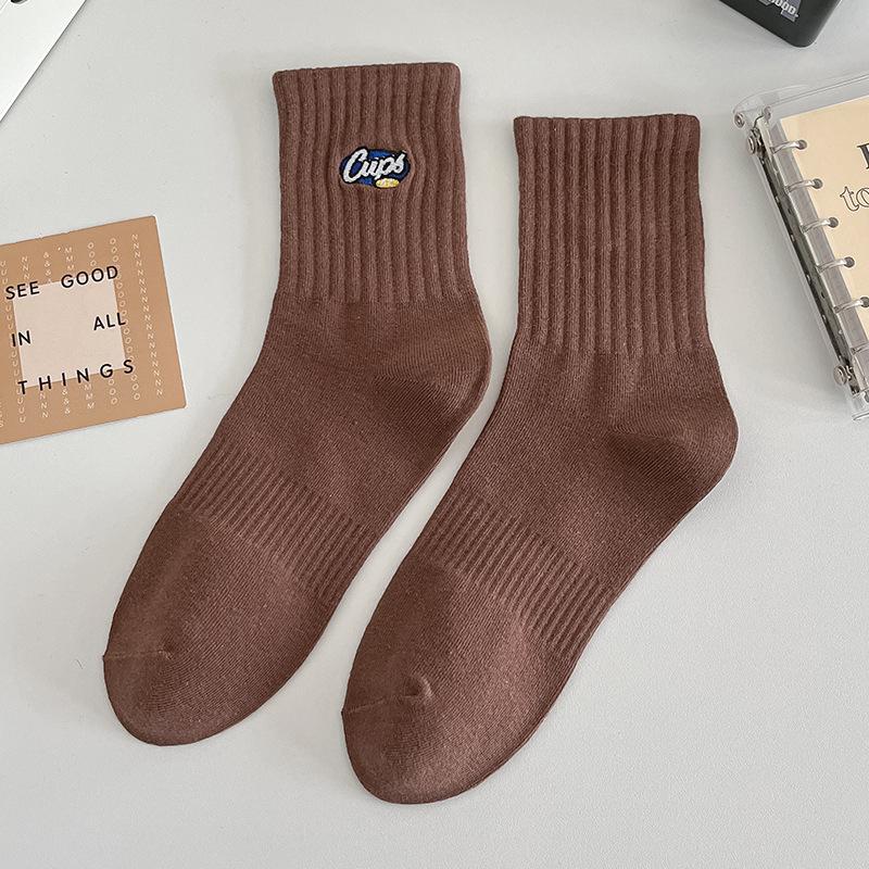 Herren Herbst- und Wintersocken: Deodorierend, Schweißabsorbierend, Einfarbige Baumwollsocken, Bestickt, Warm, Sportliche Wadenlange Socken, Lange Socken
