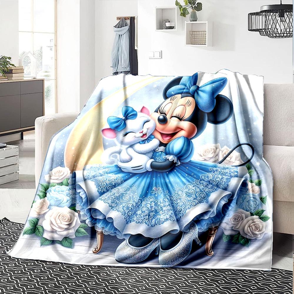 1pc Happy Minnie Blanket Lightweight Flannel Throw for Sofa Bed Travel Camping Livingroom Office Couch Chair